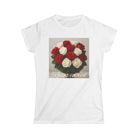 Red and White Rose Bouquet Women's Tee